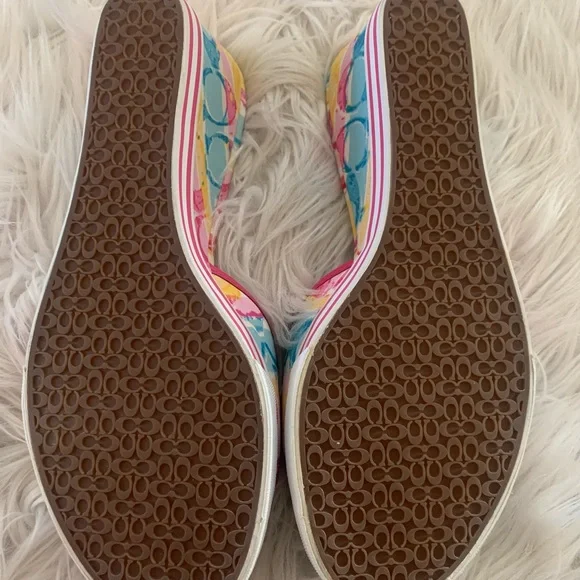 NEW Vintage Coach Hampton Multicolor Pastel Wedges- 9 - Picture 5 of 8